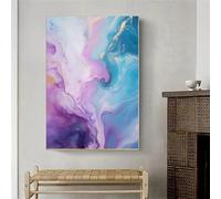 XBTYKPB Peinture abstraite à l'encre bleue et violette, impressions sur toile, affiches texturées bleues et dorées, art mural, pour décoration de salon, 40 x 60 cm, sans cadre