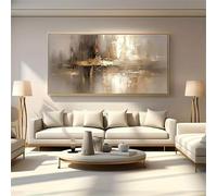XBTYKPB Peinture sur toile abstraite dorée - Art mural abstrait gris doré pour salon, chambre à coucher, décoration d'intérieur, affiches 90 x 180 cm - Sans cadre