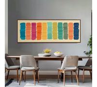 XBTYKPB Tableau à rayures colorées, lignes verticales abstraites, grande toile panoramique horizontale, décoration murale style milieu du siècle (60 x 180 cm/cadre intérieur)