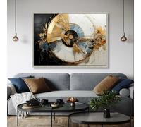 XBTYKPB Tableau abstrait en spirale sur toile, peinture or et noir, décoration intérieure contemporaine, art géométrique de luxe sur toile, impression (60 x 80 cm/sans cadre)