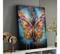XBTYKPB Tableau abstrait sur toile représentant un papillon - Décoration murale animaux colorés, affiches et œuvres d'art luxueuses aux tons dorés (80 x 120 cm/cadre intérieur)