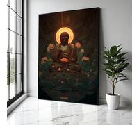 XBTYKPB Tableau de méditation du Bouddha, art mural spirituel avec fleur de lotus, décoration zen apaisante pour la maison, toile bouddhiste, impression décorative (50 x 70 cm/sans cadre)