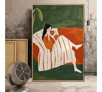 XBTYKPB Tableau décoratif minimaliste : une vie libre et sereine - Design abstrait inspirant orange et vert, toile murale (80 x 110 cm/cadre intérieur)
