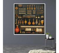 XBTYKPB Tableau d'instruments de musique, art musical vintage, décoration murale d'instruments, décoration pour mélomanes, toile décorative (65 x 65 cm/sans cadre)
