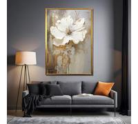 XBTYKPB Tableau élégant sur toile représentant des fleurs blanches - Décoration murale florale, inspirée par la nature, pour la décoration intérieure, affiches et impressions (60x80cm/sans cadre)