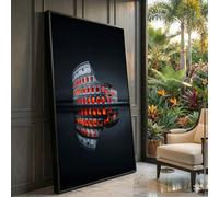 XBTYKPB Tableau lumineux sur toile, Impression d'architecture, Décoration Reflets nocturnes, Toile représentant un monument historique, Peinture murale de voyage (30x50cm/cadre intérieur)