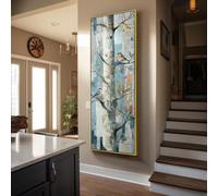 XBTYKPB Tableau mural nature haut et étroit, impression verticale d'un bouleau allongé pour bureau, toile encadrée ou affiche, affiche pour chambre ou hall (30x90cm/cadre intérieur)