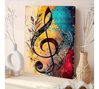 XBTYKPB Tableau musical coloré avec notes de musique en e sol, décoration abstraite en e sol, impression sur toile pour la décoration murale de la chambre (60x90cm/sans cadre)