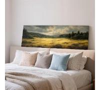XBTYKPB Tableau Prairie Dorée, Paysage Vintage, Toile Longue Horizontale, Grande Impression Panoramique Encadrée, Décoration Murale au-dessus du Lit (70x210cm/Cadre Intérieur)