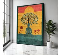 XBTYKPB Tableau représentant Bouddha en méditation sous un arbre, art mural spirituel, décoration de méditation zen, art de la pleine conscience, affiche imprimée (70 x 100 cm, sans cadre)