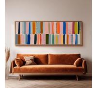 XBTYKPB Tableau sur toile à rayures colorées, impression à motifs, décoration style milieu du siècle, toile grand format, grand format, cadre long et étroit (35 x 105 cm/cadre intérieur)