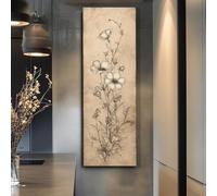 XBTYKPB Tableau sur toile haute et fine, tableau mural long et étroit, art floral vertical, tableau sur toile encadrée pour bureau, hall ou chambres (50 x 150 cm/cadre intérieur)