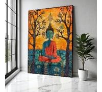 XBTYKPB Tableau sur toile représentant un Bouddha en méditation, décoration zen spirituelle, peinture abstraite de Bouddha, décoration intérieure apaisante, affiches (80 x 120 cm, sans cadre)