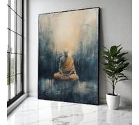 XBTYKPB Tableau sur toile représentant un moine méditant, décoration spirituelle et de yoga, peinture abstraite apaisante, décoration zen pour la maison, impression murale (70 x 100 cm/sans cadre)
