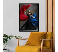 XBTYKPB Tableau sur toile représentant une danseuse en robe fluide rouge et bleue - Affiche et impression d'art mural pour la décoration intérieure (40 x 60 cm/sans cadre)
