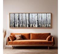 XBTYKPB Tableau sur toile représentant une forêt de bouleaux, impression encadrée longue et étroite, grand format, style impressionniste, tons neutres, peinture de cabane (40 x 120 cm/sans cadre)