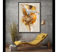 XBTYKPB Tableau sur toile représentant une gracieuse danseuse de ballet, peinture abstraite de danse, art figuratif, décoration murale, affiche (80 x 120 cm avec cadre intérieur)