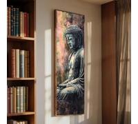 XBTYKPB Tableau sur toile représentant une statue de Bouddha - Impression zen verticale - Décoration de méditation haute et étroite - Grande toile, longue toile (55 x 110 cm/sans cadre)