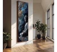 XBTYKPB Tableau sur toile représentant une statue de Bouddha - Impression zen verticale - Décoration de méditation haute et étroite - Toile minimaliste allongée, grande toile (30 x 90 cm/sans cadre)