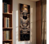 XBTYKPB Tableau sur toile représentant une statue de Bouddha - Impression zen verticale - Décoration de méditation haute et étroite - Grande toile, affiche allongée (65 x 195 cm/sans cadre)