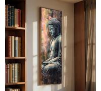 XBTYKPB Tableau sur toile représentant une statue de Bouddha - Impression zen verticale - Décoration de méditation haute et étroite - Grande toile minimaliste (30 x 90 cm, sans cadre)