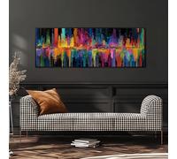 XBTYKPB Tableau sur toile Soundwave, toile panoramique grand format, impression encadrée allongée et étroite, décoration glitch colorée grand format, peinture (50 x 150 cm/sans cadre)