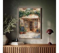 XBTYKPB Tableau sur toile style librairie vintage - Impression aquarelle rustique, décoration littéraire, affiche pour amoureux des livres, tableau pour coin lecture (60x80cm/sans cadre)