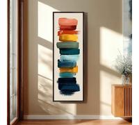 XBTYKPB Tableau vertical allongé, toile haute et étroite, impression de coups de pinceau fins et colorés, décor arc-en-ciel, tableau palette (40 x 120 cm/cadre intérieur)