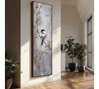 XBTYKPB Tableau vertical grand format, toile décorative allongée, toile représentant des oiseaux, toile étroite avec de grands animaux, peinture de paysage naturel (35 x 105 cm/cadre intérieur)