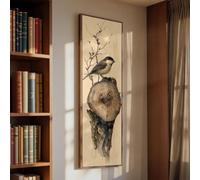 XBTYKPB Tableau vertical sur toile, œuvre d'art représentant un grand bouleau, décoration moderne, art mural abstrait sur toile (45 x 135 cm/sans cadre)