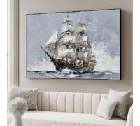 XBTYKPB Tableau vintage sur toile représentant un voilier, peinture de navire océanique, décoration nautique et maritime, toile marine côtière, affiches (60 x 90 cm/sans cadre)