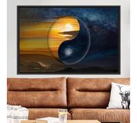XBTYKPB Tableau Yin Yang sur toile : Symbole philosophique du soleil et de la lune, décoration murale, affiches et impressions, peinture, tableau sur toile (60 x 90 cm/cadre intérieur)