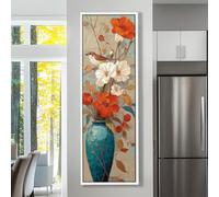 XBTYKPB Tableaux étroits et hauts, peintures de feuilles et de fleurs, affiches grand format, art mural vertical sur toile, pour la décoration de la salle à manger (35 x 105 cm/cadre intérieur)