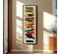 XBTYKPB Toile à coups de pinceau horizontaux, art vertical coloré allongé, décoration à palette de couleurs étroite, impression de peinture, art mural artistique (70 x 210 cm/cadre intérieur)