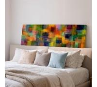 XBTYKPB Toile abstraite Champs, tableau mural horizontal grand format, impression panoramique, décoration géométrique colorée pour bureau (70 x 210 cm, sans cadre)