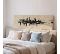 XBTYKPB Toile abstraite noire, format long et étroit, grande toile panoramique, grand format, style japonais moderne, décoration zen (70 x 210 cm/cadre intérieur)
