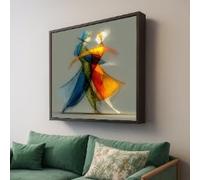 XBTYKPB Toile abstraite représentant une danse tango, art figuratif, silhouette colorée d'un couple, art mural de danse contemporaine, tableau décoratif (40 x 40 cm/cadre intérieur)