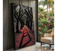 XBTYKPB Toile « Chemin de forêt sombre », Tunnel d'arbres surréaliste, Sentier de feuilles d'automne, Paysage naturel mélancolique, Décoration forestière (50 x 90 cm/Sans cadre)