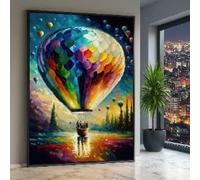 XBTYKPB Toile colorée représentant une montgolfière, un paysage céleste, un reflet de rivière, une décoration de voyage d'aventure, des affiches (80 x 110 cm, sans cadre)