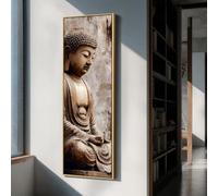 XBTYKPB Toile décorative pour studio de yoga, art de méditation vertical et étroit, décoration murale zen, pièce maîtresse élégante, toile murale Bouddha (55 x 110 cm/cadre intérieur)