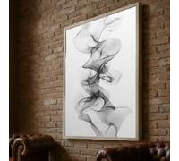XBTYKPB Toile « Fumée noire et blanche », art mural minimaliste, design aux lignes fluides, décoration intérieure contemporaine, tableau prêt à accrocher (50 x 75 cm/cadre intérieur)