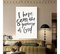 XBTYKPB Toile murale inspirante « J'ai vu la bonté de Dieu », peinture minimaliste élégante avec texte noir sur fond blanc, 80 x 140 cm, avec cadre