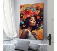 XBTYKPB Toile murale représentant une femme africaine, affiche de fille noire, peinture graffiti pour salon, salle de bain, cuisine, décoration d'intérieur, 60 x 90 cm, sans cadre