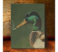 XBTYKPB Toile murale vintage représentant un canard colvert fumant une cigarette - Illustration fantaisiste de canard, décoration extérieure, peinture d'oiseau (60 x 80 cm, sans cadre)