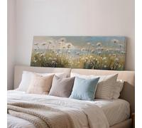 XBTYKPB Toile représentant un champ de fleurs sauvages, impression horizontale longue, grand tableau panoramique encadré, décoration champêtre, à placer au-dessus du lit (50 x 150 cm/cadre intérieur)