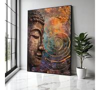 XBTYKPB Toile représentant un visage de Bouddha serein, art mural spirituel abstrait, décoration intérieure pour la méditation, impressions d'art zen, peinture sur toile (30 x 40 cm/sans cadre)