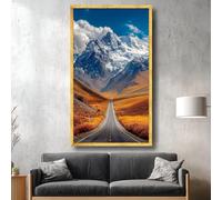 XBTYKPB Toile « Route de montagne », tableau mural paysager, toile nature « Sommets enneigés », décoration de vallée automnale, impression photo de voyage (21 x 30 cm/sans cadre)