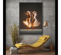 XBTYKPB Toile Silhouettes de danse, Figures abstraites lumineuses, Art mural en mouvement, Décoration intérieure, Peinture imprimée sur toile contemporaine (40x60cm/sans cadre)