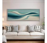 XBTYKPB Toile Vagues Océaniques, Tableau Mural Horizontal Long, Impression Panoramique Large, Décoration Murale Japandi Grand Format, Décoration Murale Zen Minimaliste (20x60cm/Sans Cadre)