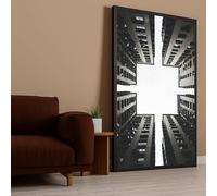 XBTYKPB Vue de gratte-ciel urbain, peinture de paysage urbain, art mural architectural, décoration d'immeubles de grande hauteur, toile en perspective verticale (21 x 30 cm/cadre intérieur)